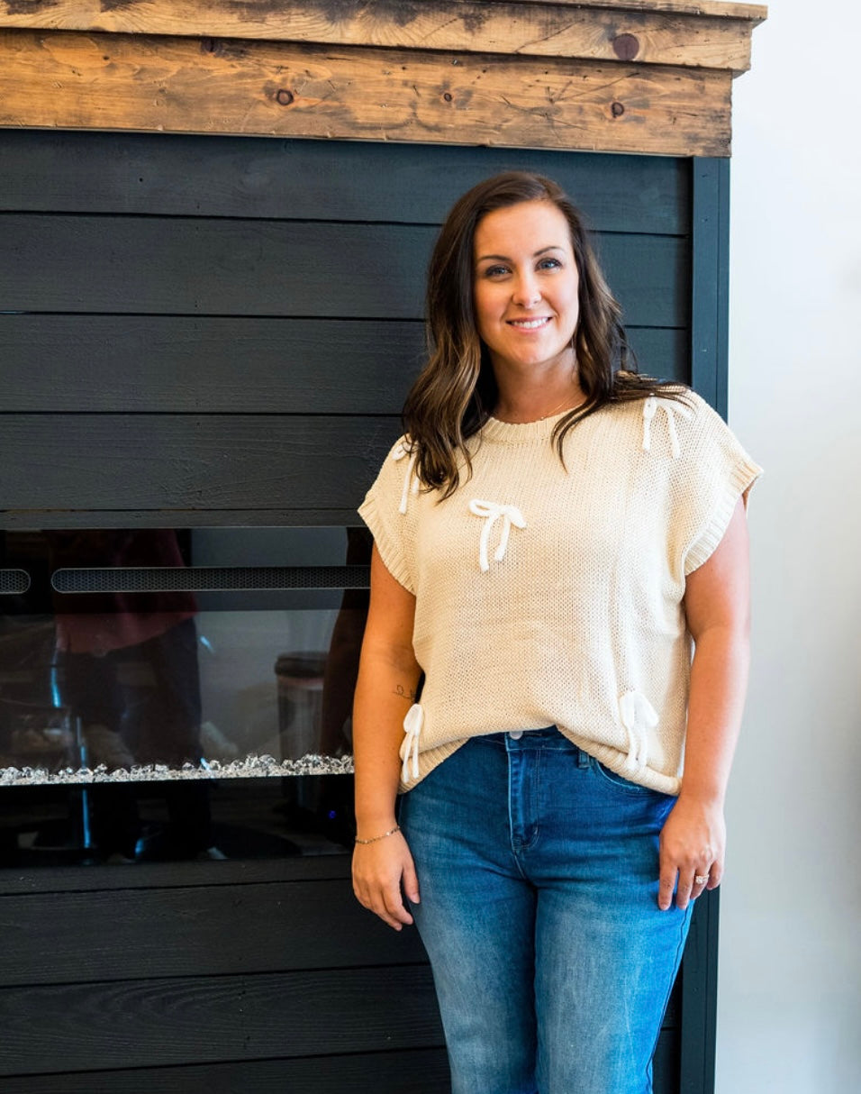 Bow Short Sleeve Sweater