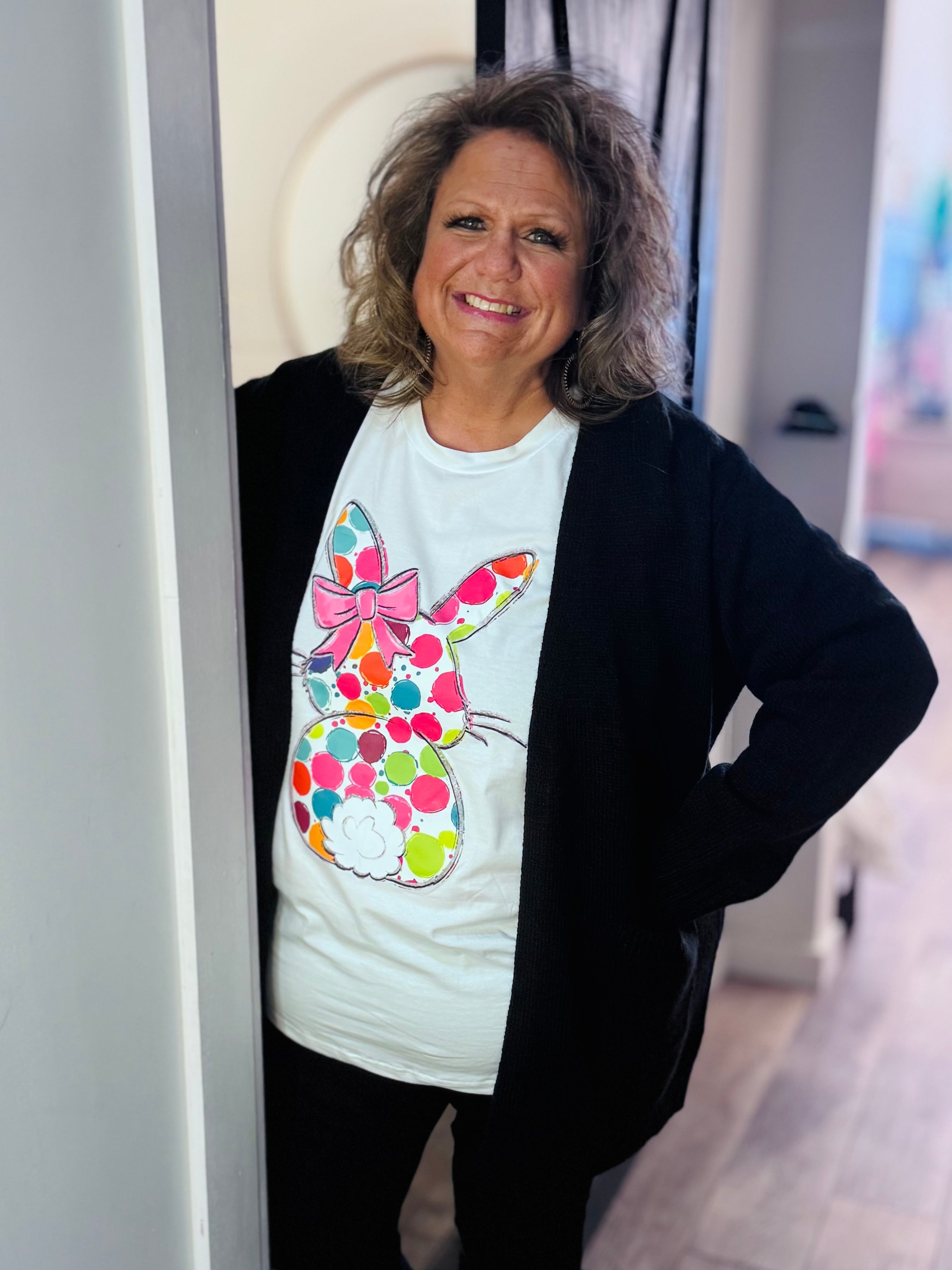 Polka Dot Bunny Graphic T-Shirt