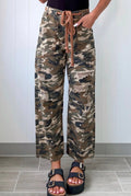 Green Camouflage Distressed Loose Denim Pants