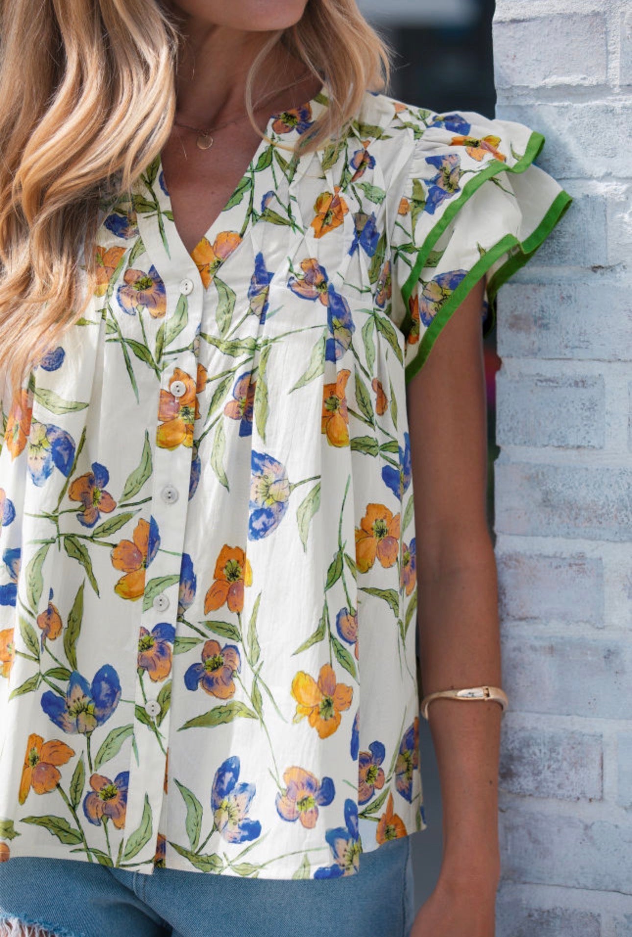 Tiered Flutter Sleeve Floral Top
