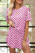 Pink Checkered Tee & Skort Set