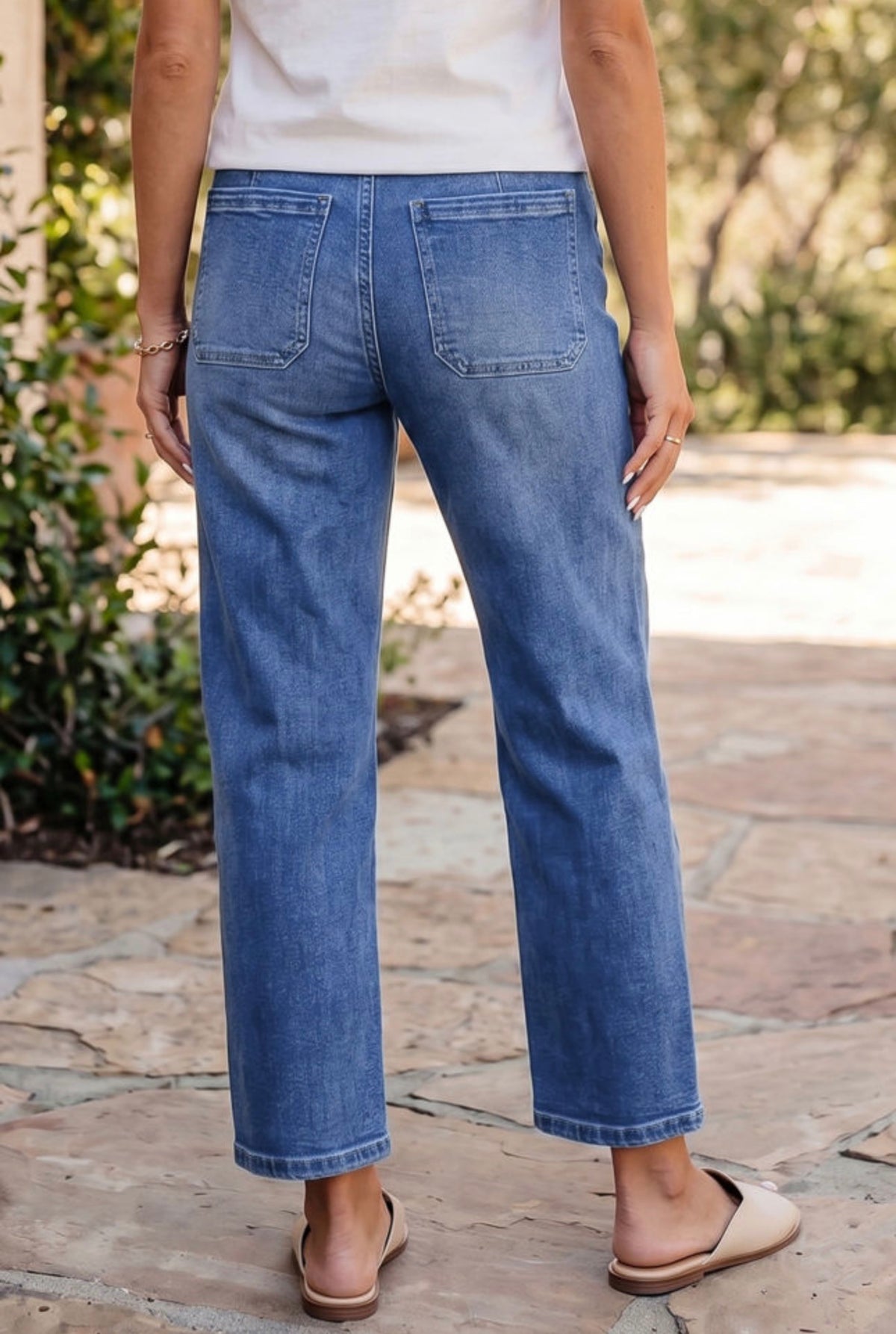 Drawstring Waist Ankle Length Casual Jeans