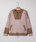 Waffle Textured Patchwork Pullover Sweatshirt