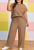 Curvy Striped Comfy Tee & Pants Set