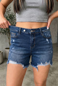 High Waisted Raw Hem Distressed Jean Shorts