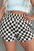 B&W Checkered High Waisted Athletic Shorts