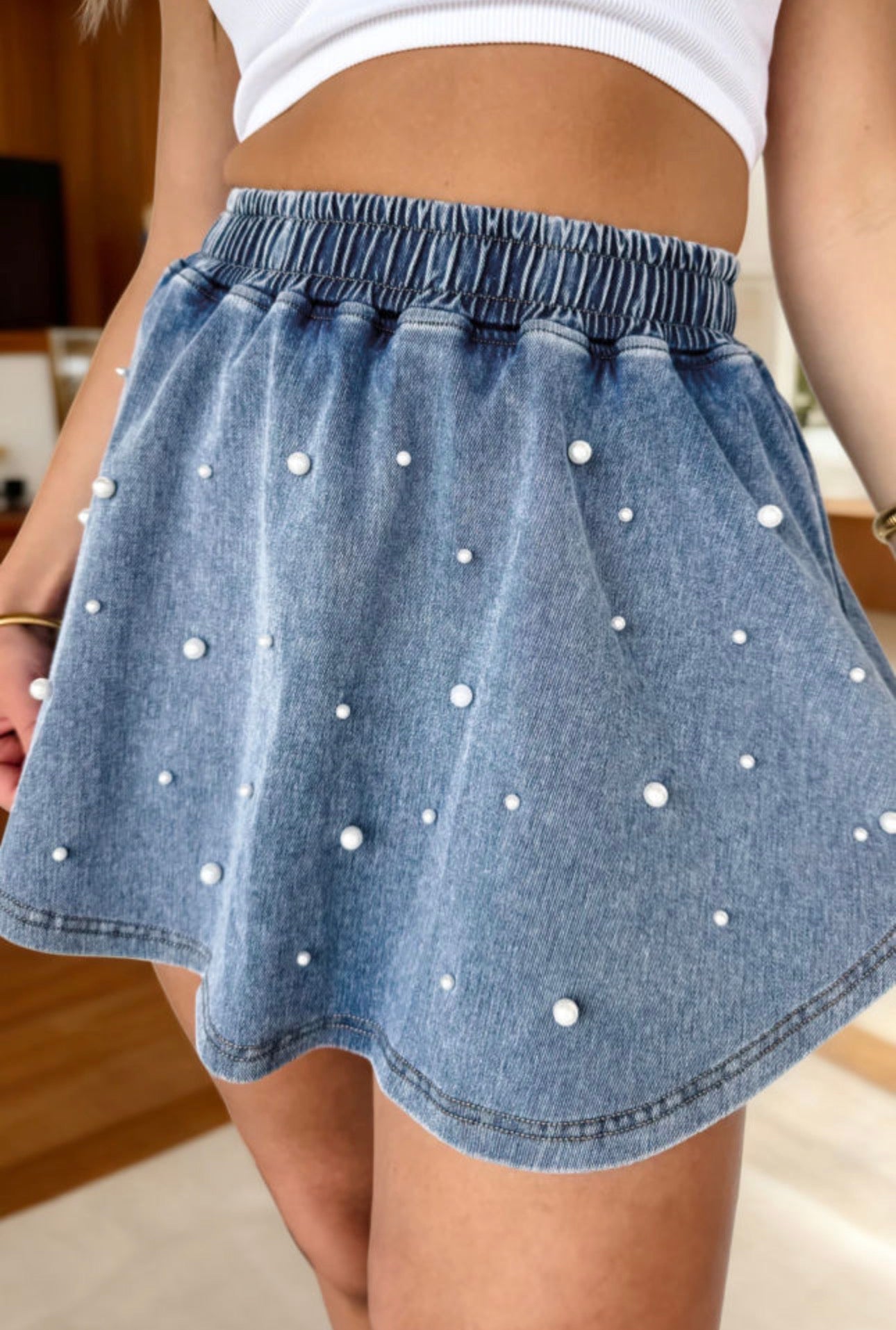 Pearl Denim Skort