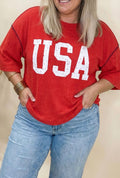 Curvy Ribbed USA Tee