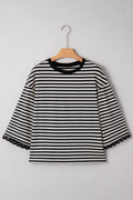 B&W Striped Bell Sleeve Top