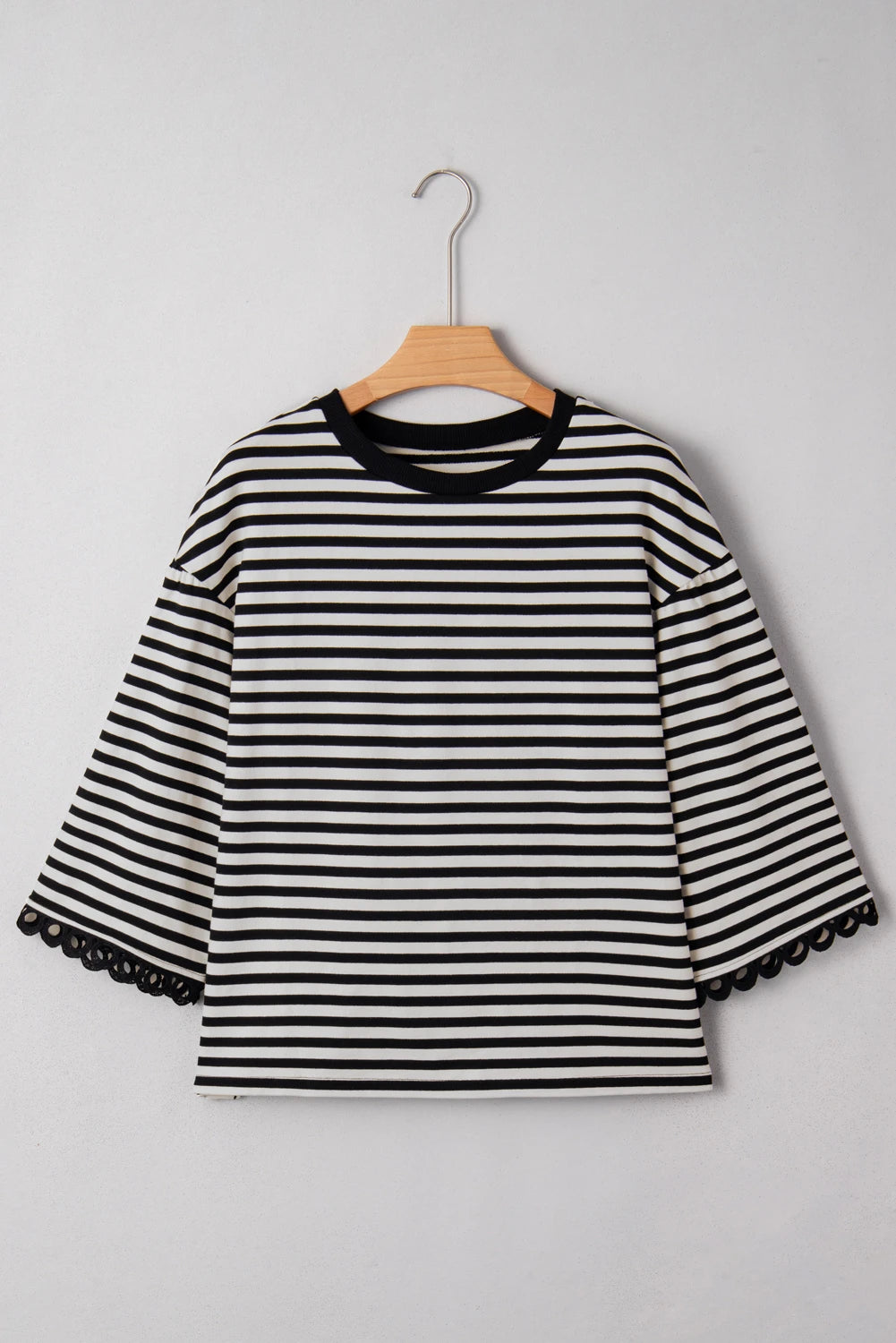 B&W Striped Bell Sleeve Top