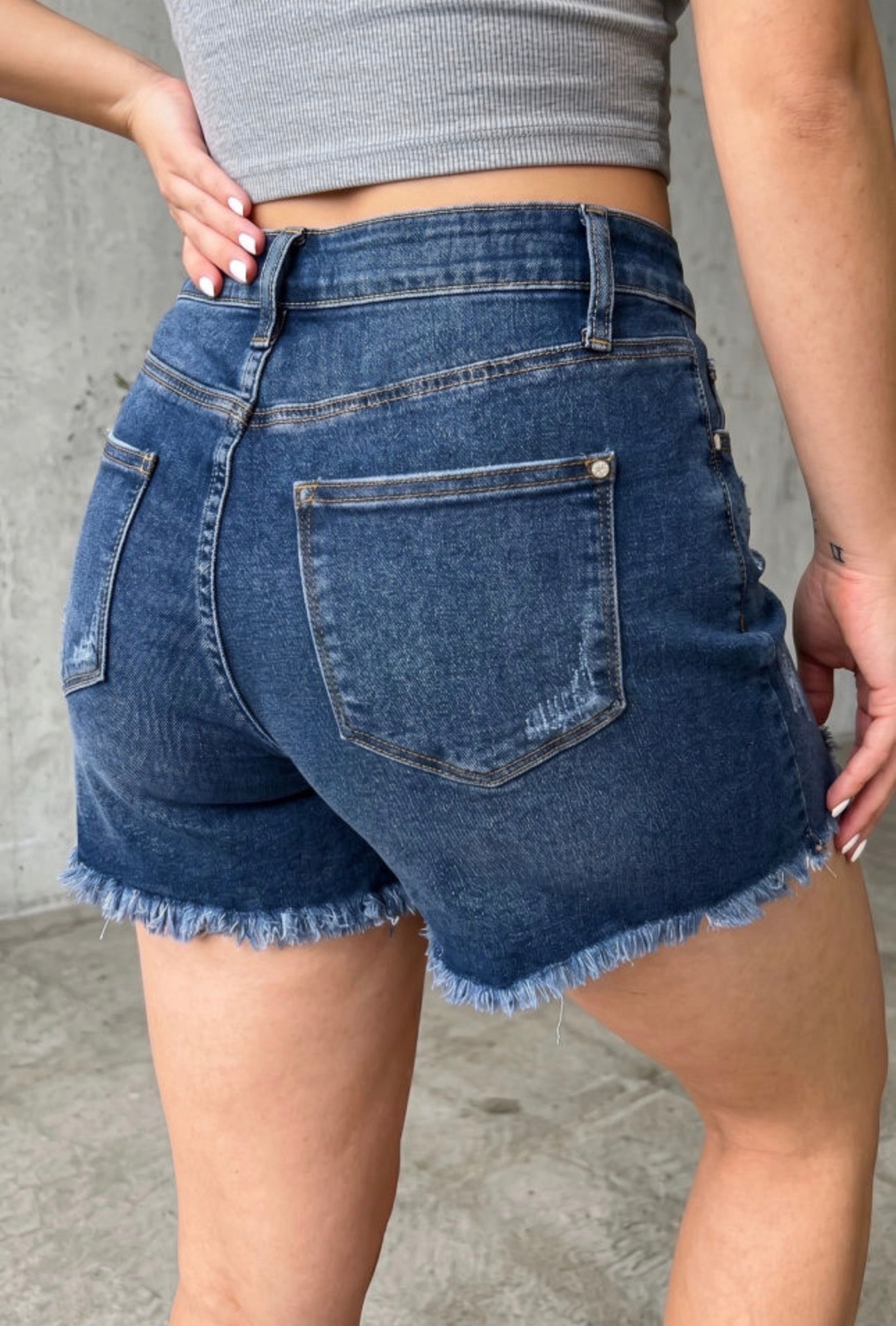 High Waisted Raw Hem Distressed Jean Shorts