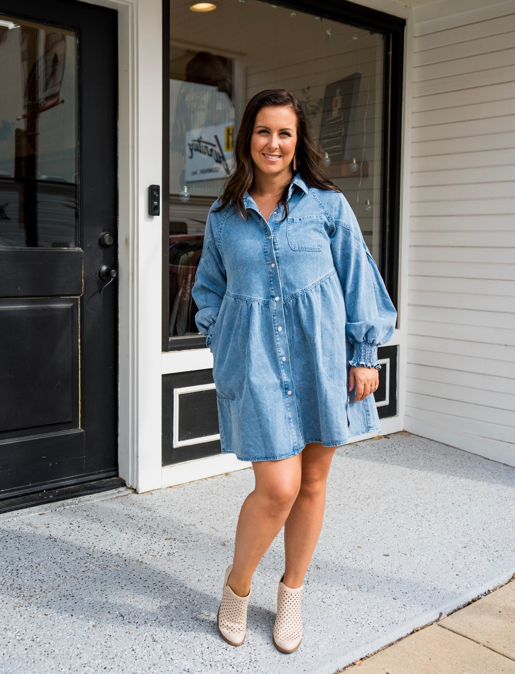 Flared Denim Dress