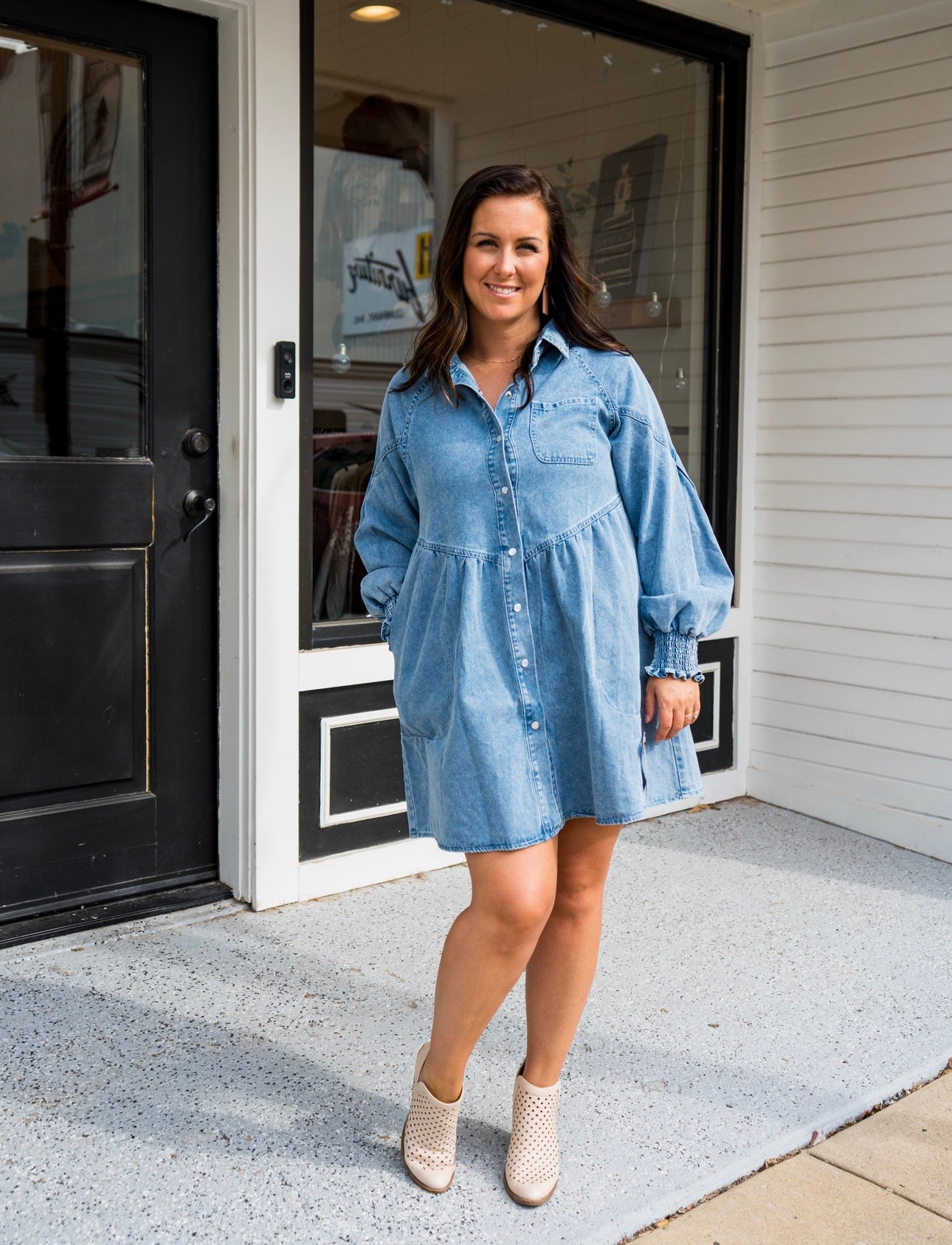 Flared Denim Dress