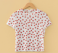 Fitted Heart Print Short Sleeve Top