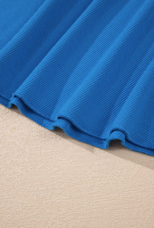 Blue High Waisted Pocketed Skort