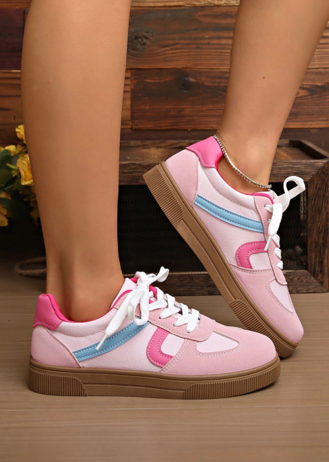 Pink & Blue Fashion Sneakers