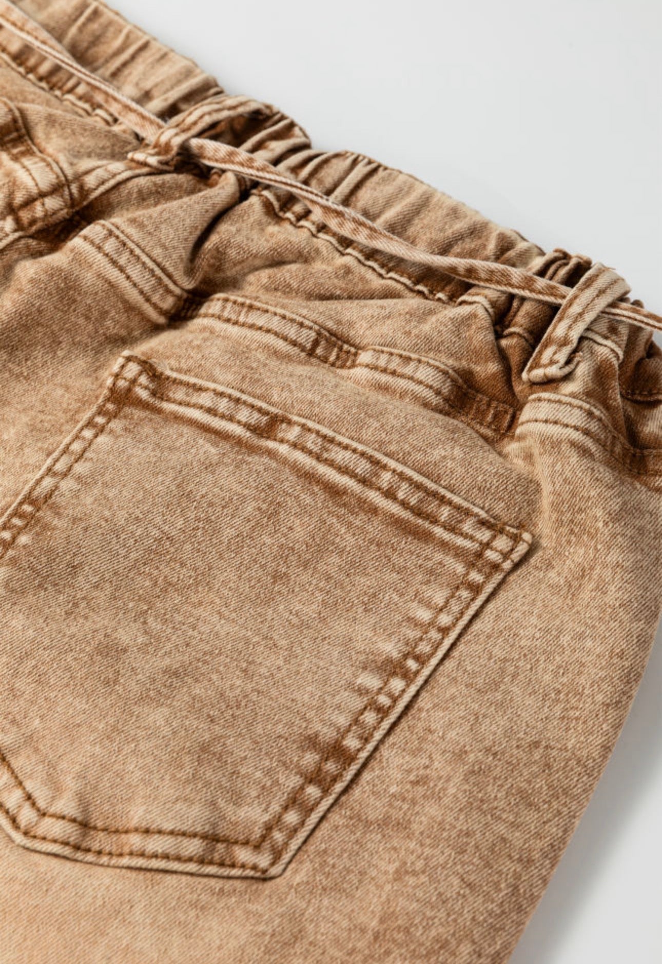 Smoke Brown Acid Wash Denim Pants