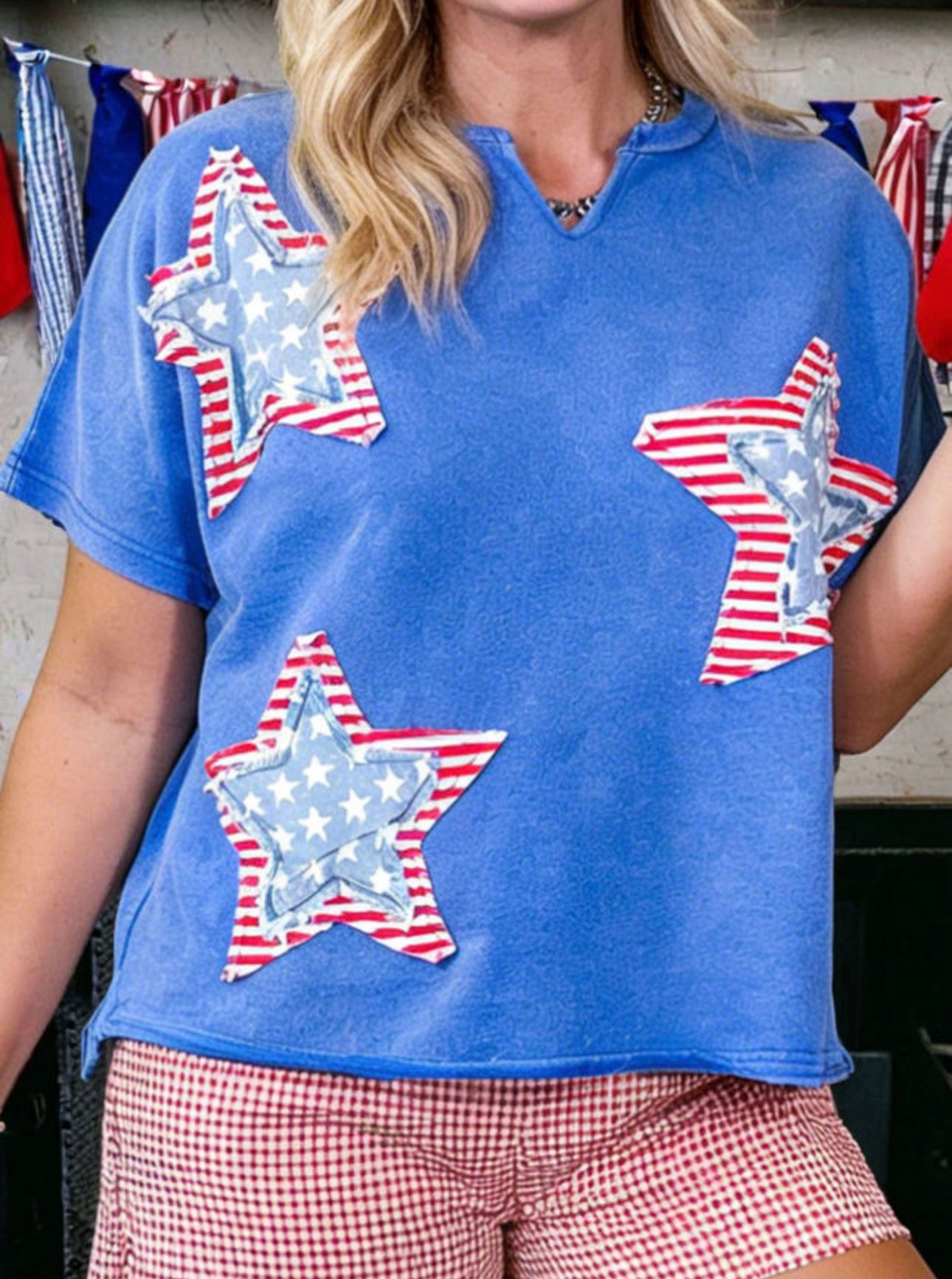 Patriotic Stars V-Neck Tee