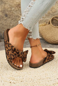 Leopard Bow Cork Sandals