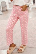 Pink Polka Dot Slim Fit Jeans