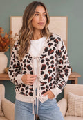 Leopard Tie Front Knit Cardigan