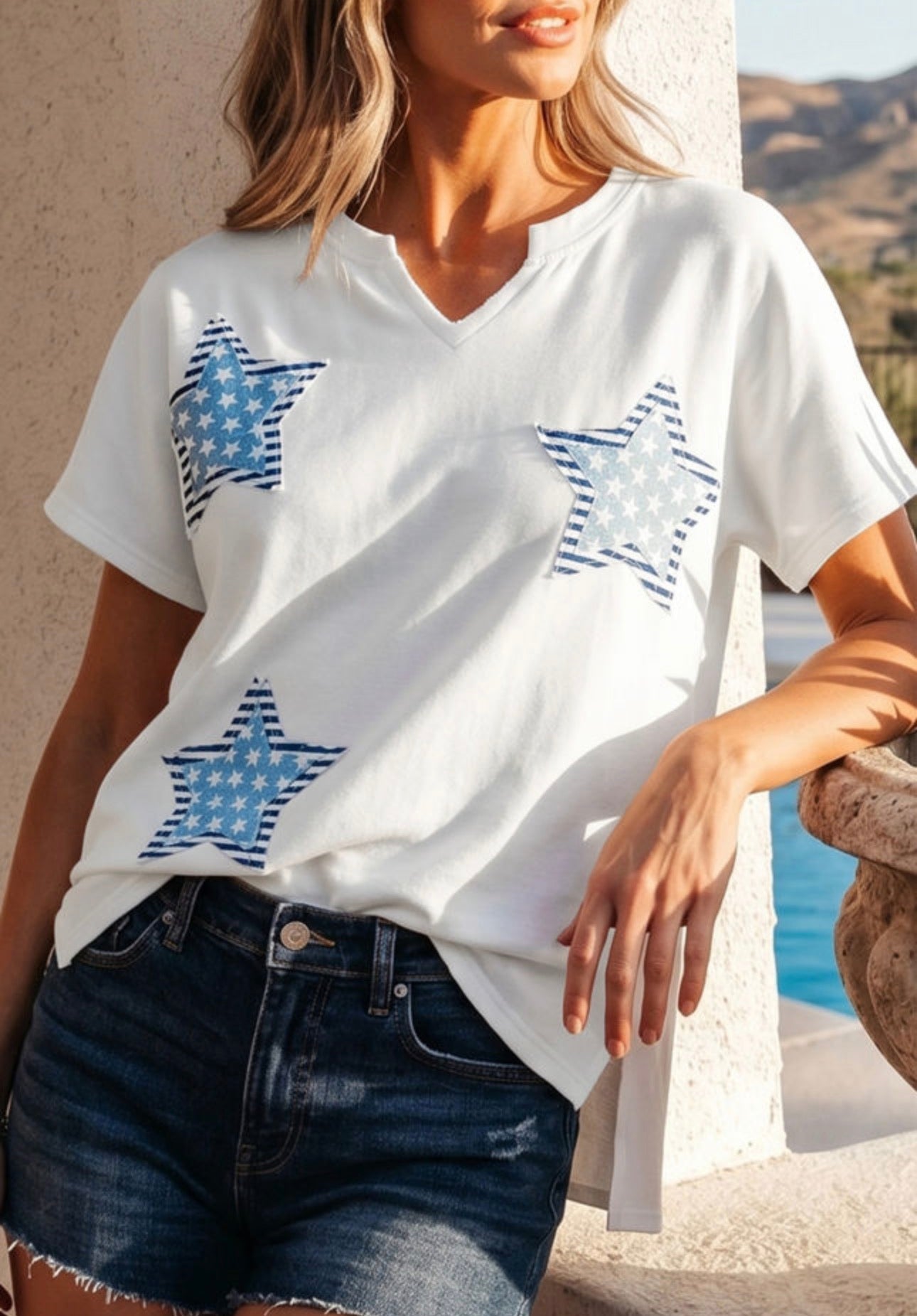 Patriotic Stars V-Neck Tee