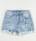 Light Blue Raw Hem High Waisted Jean Shorts