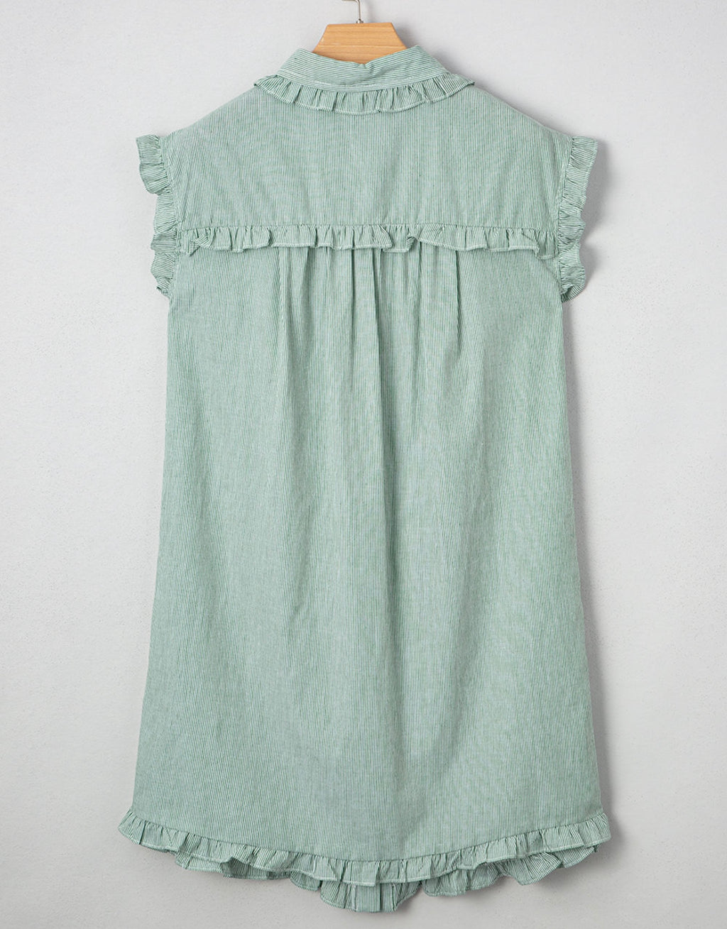 Green Striped Button Up Mini Dress