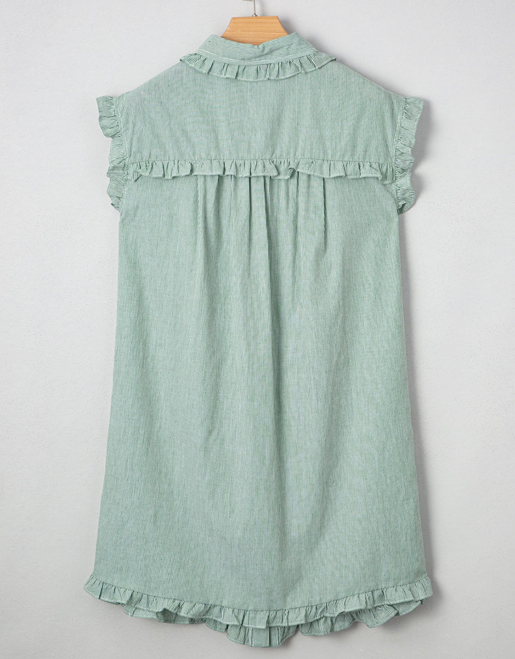 Green Striped Button Up Mini Dress