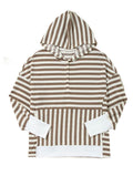 Curvy Brown Striped Henley Hoodie