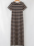 Black & Tan Striped Maxi Dress