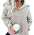 Checkered Quarter Zip Sweatshirt