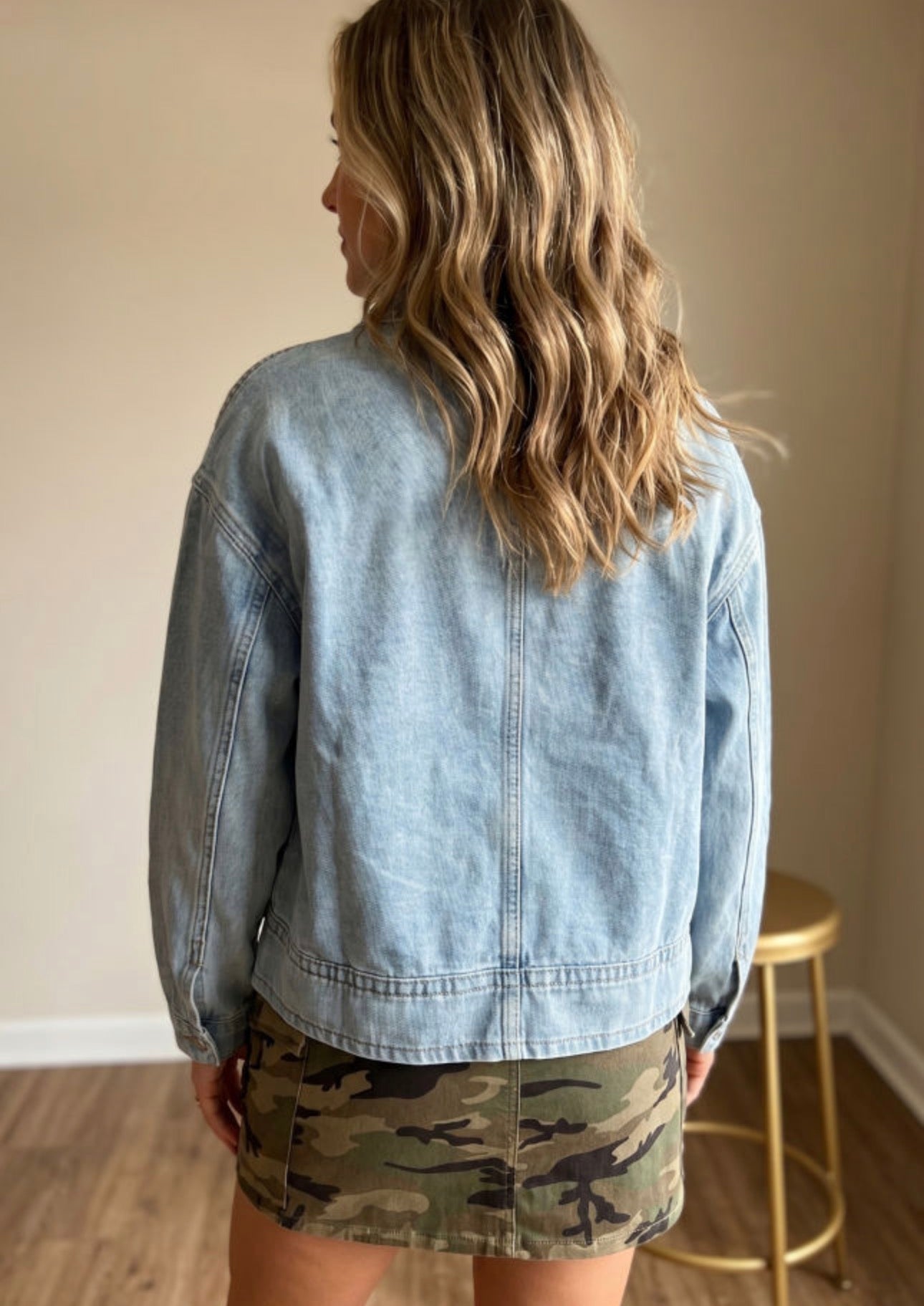 Beau Blue Drawstring Denim Jacket