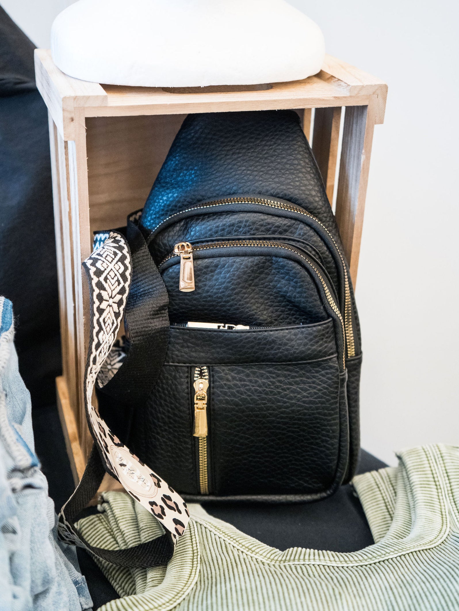 Black Leather Crossbody Bag