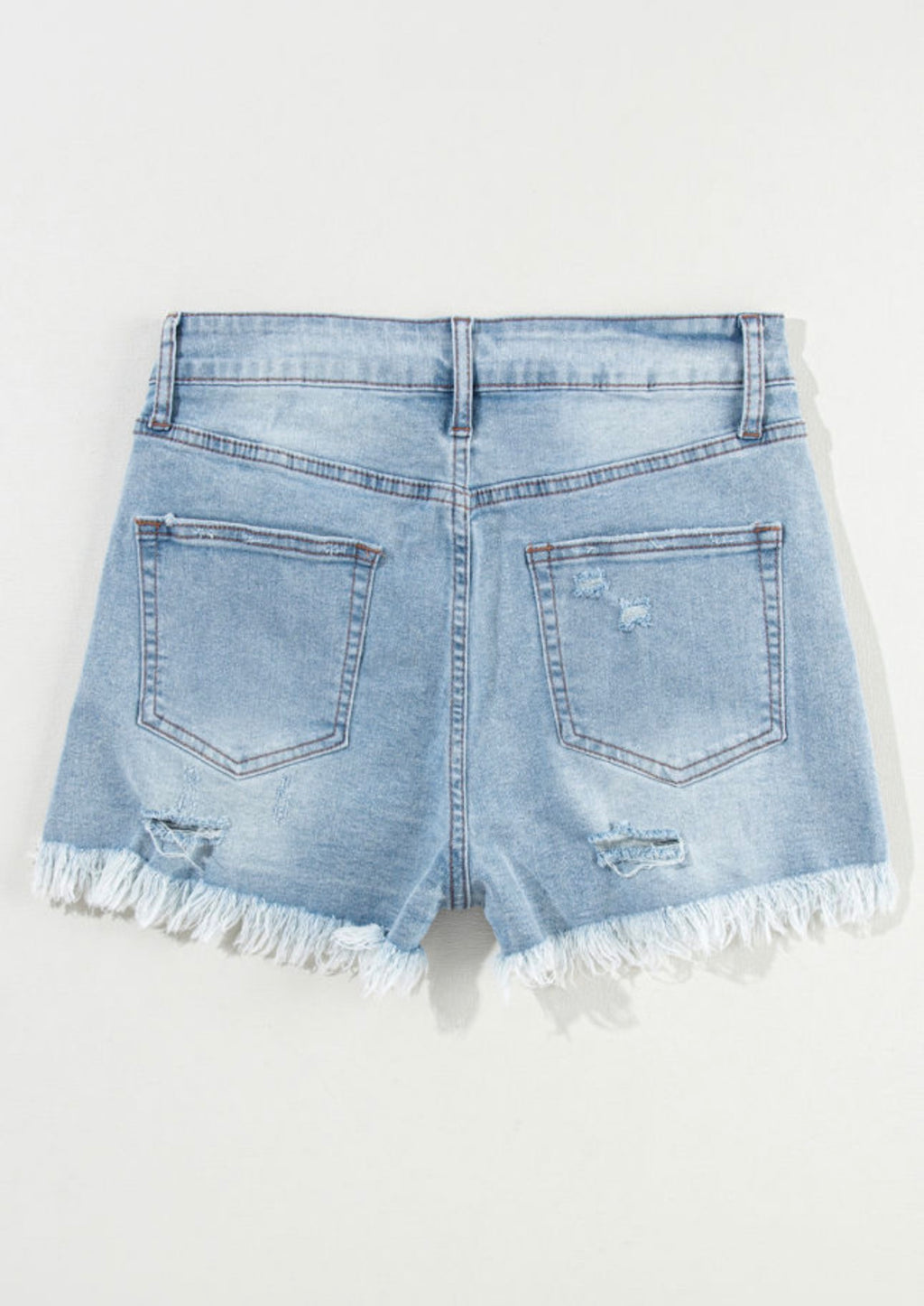 Light Blue Raw Hem High Waisted Jean Shorts