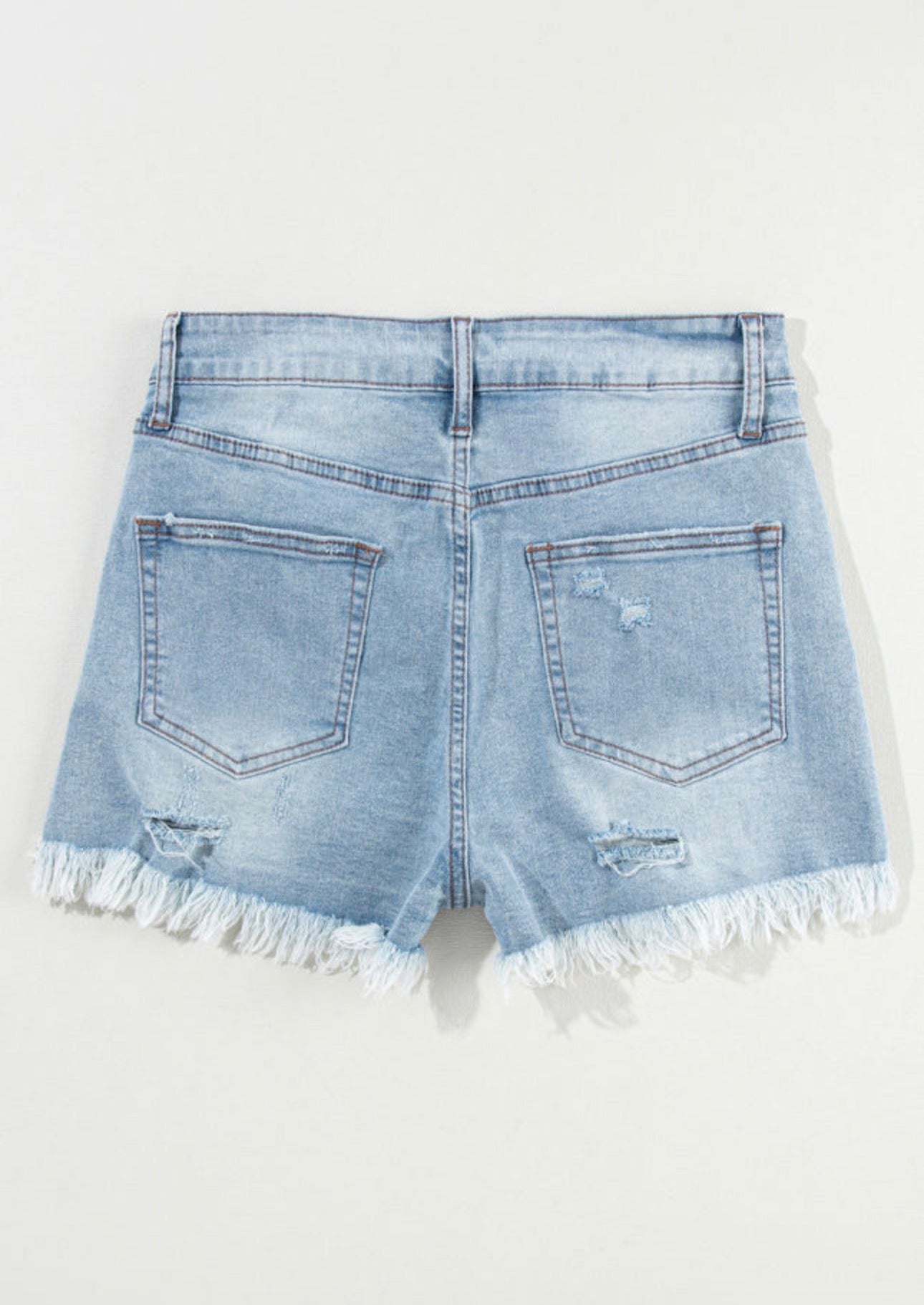 Light Blue Raw Hem High Waisted Jean Shorts