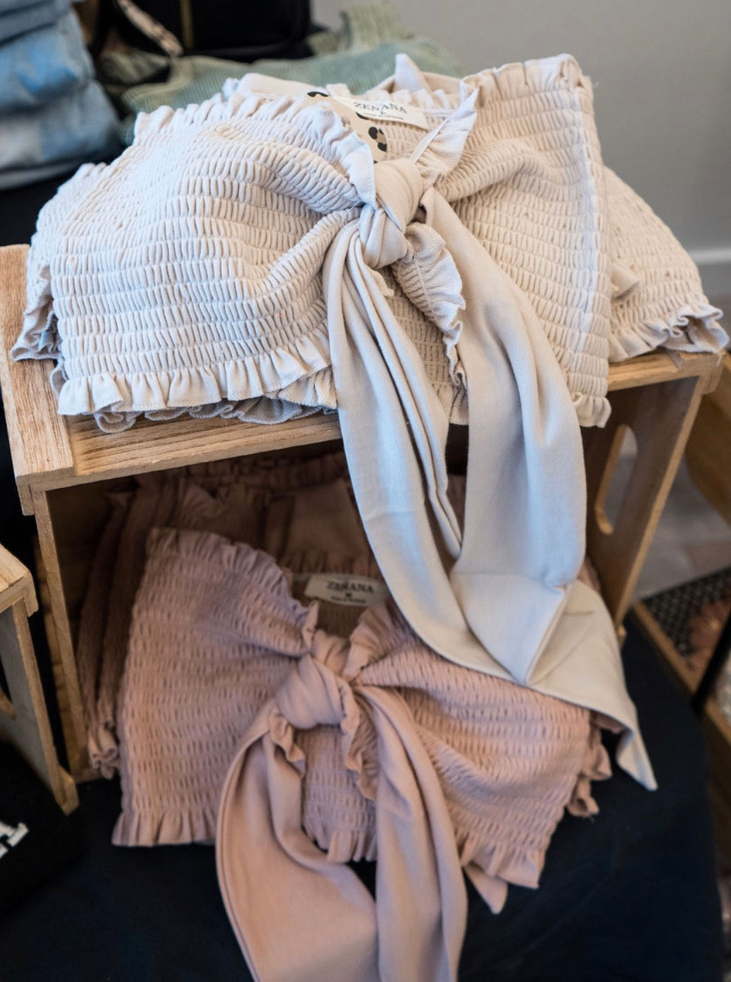 Smocked Tie Front Tube Top
