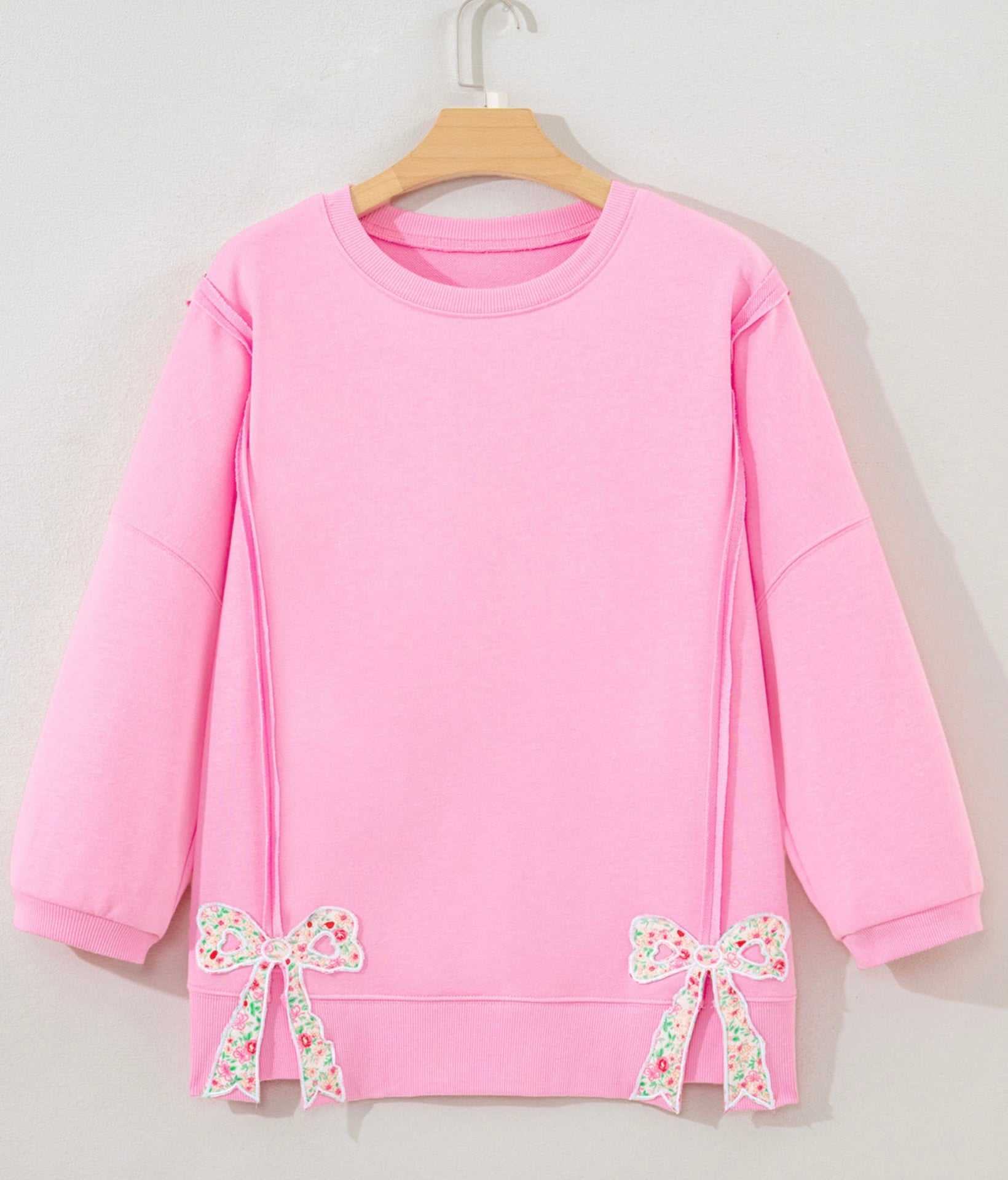 Floral Bow Patched Sweatshirt