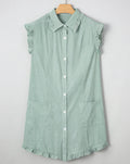 Green Striped Button Up Mini Dress