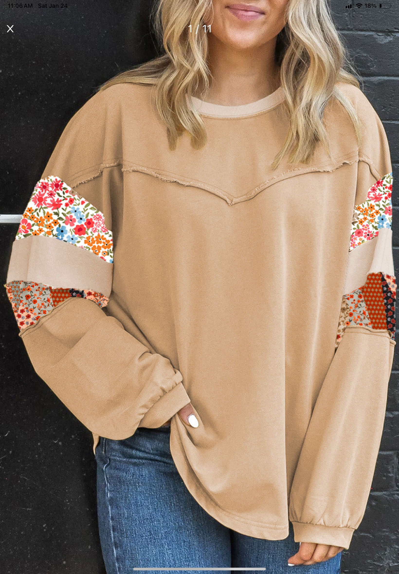 Curvy Floral Mixed Patchwork Top