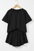 Black Cropped Tee and Ruffle High Waist Skort Set