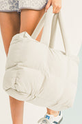 White Quilted Puffer Large Tote Bag