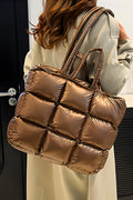 Gold Quilted Puffer Tote Bag