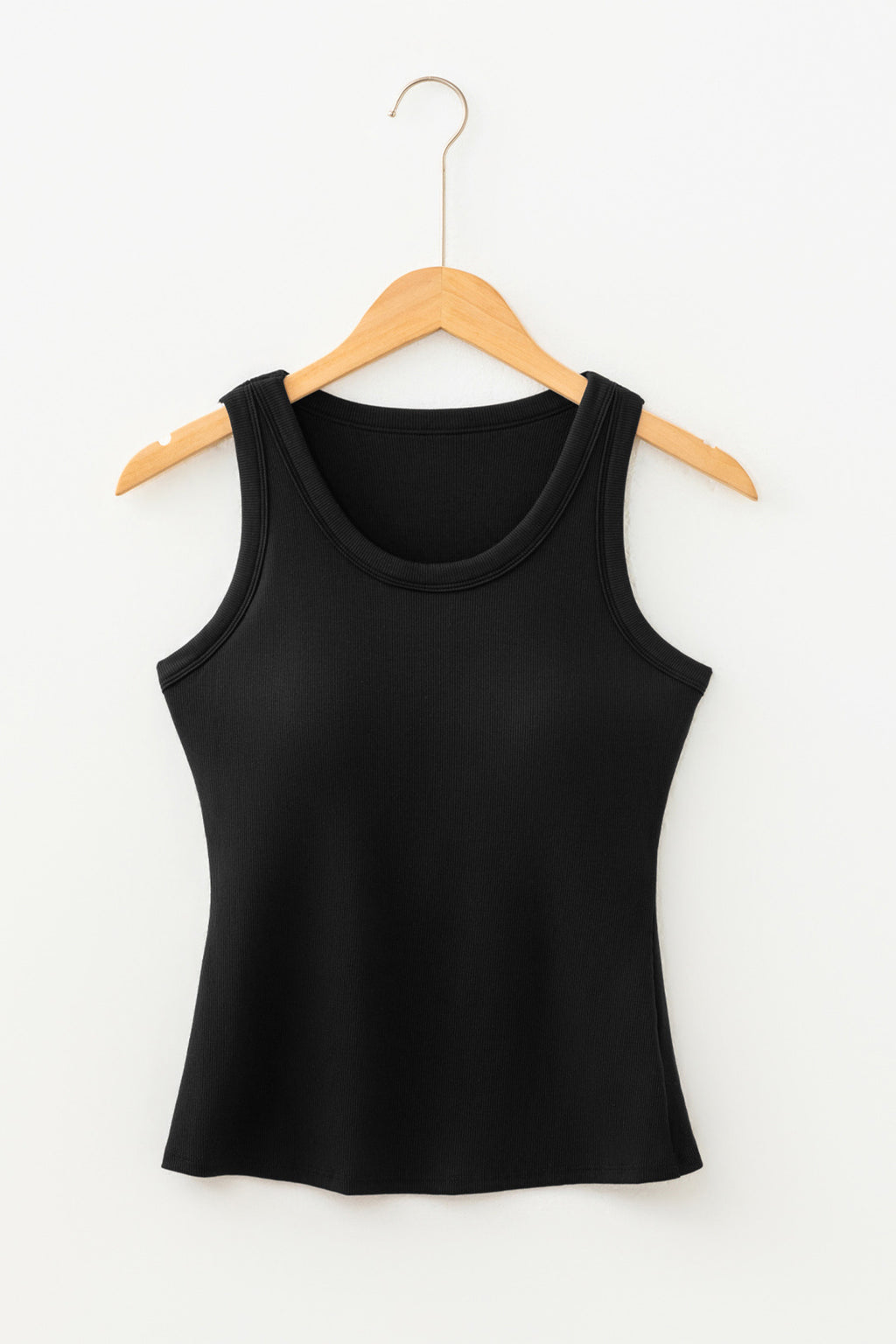 Black Ribbed Padded Tank Top