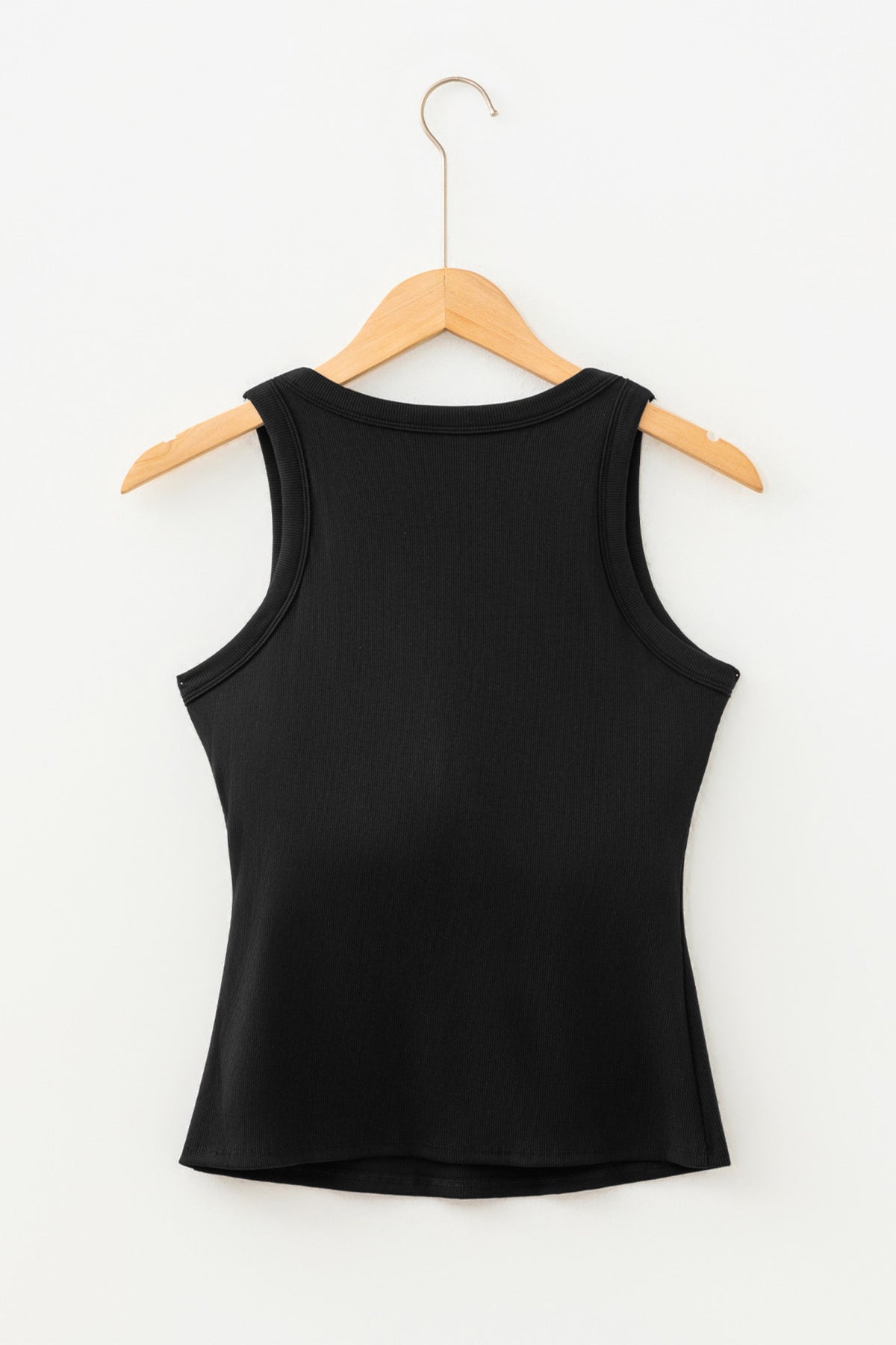 Black Ribbed Padded Tank Top