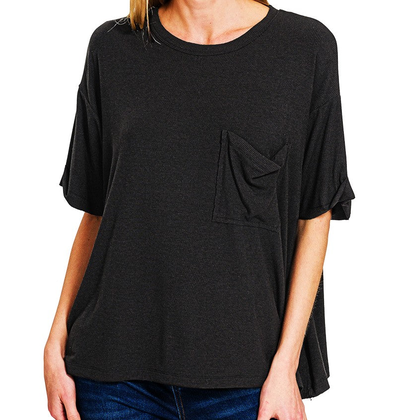 Curvy Oversized Ribbed Short Sleeve T-shirt