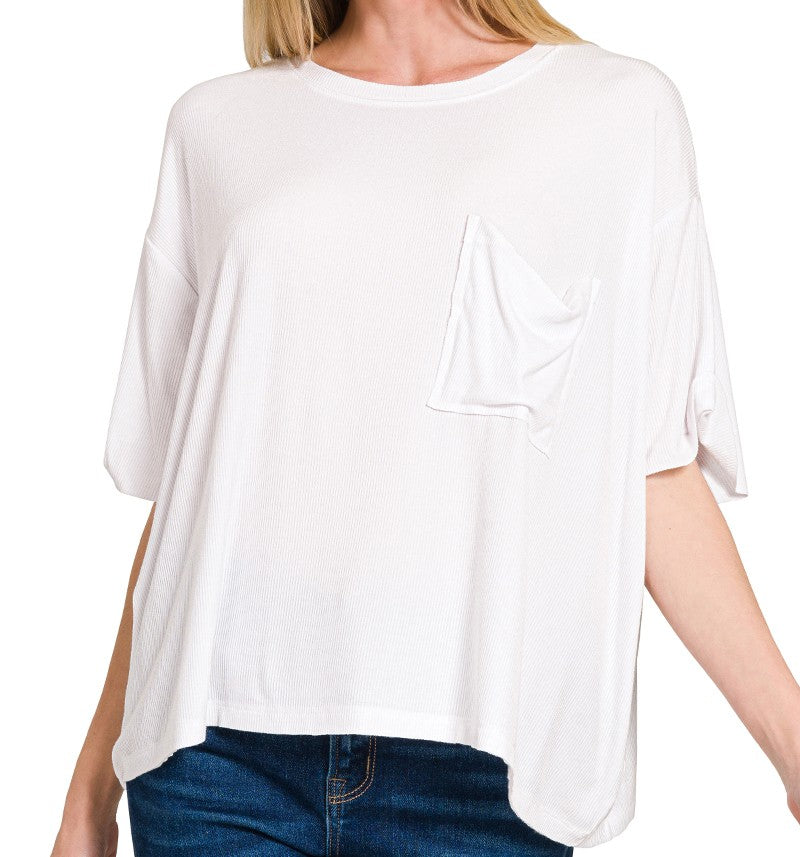 Oversized Ribbed Short Sleeve Tee