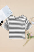B&W Half Sleeve Scoop Neck Top