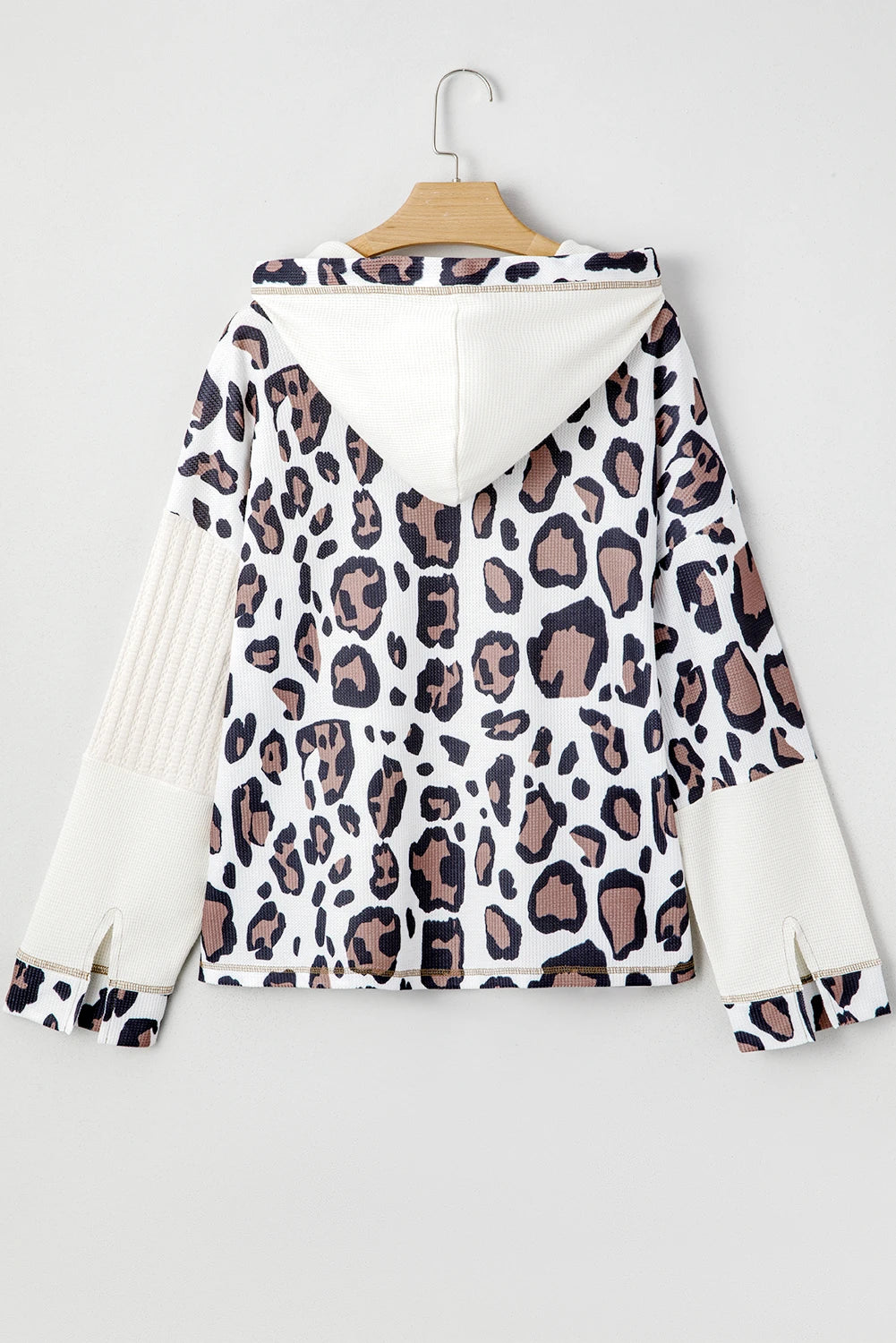 Leopard Patchwork Zip-Up Hoodie