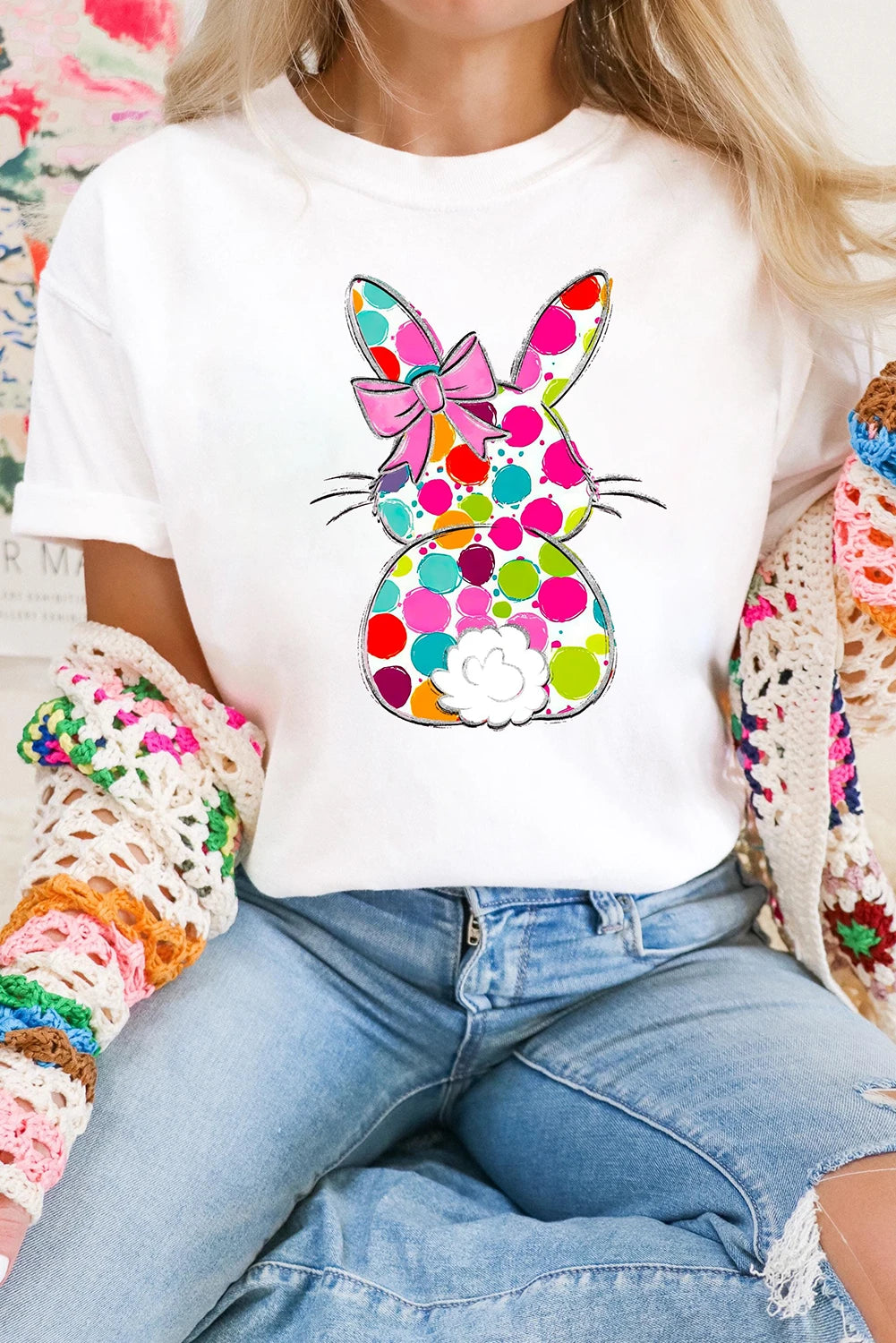 Polka Dot Bunny Graphic T-Shirt